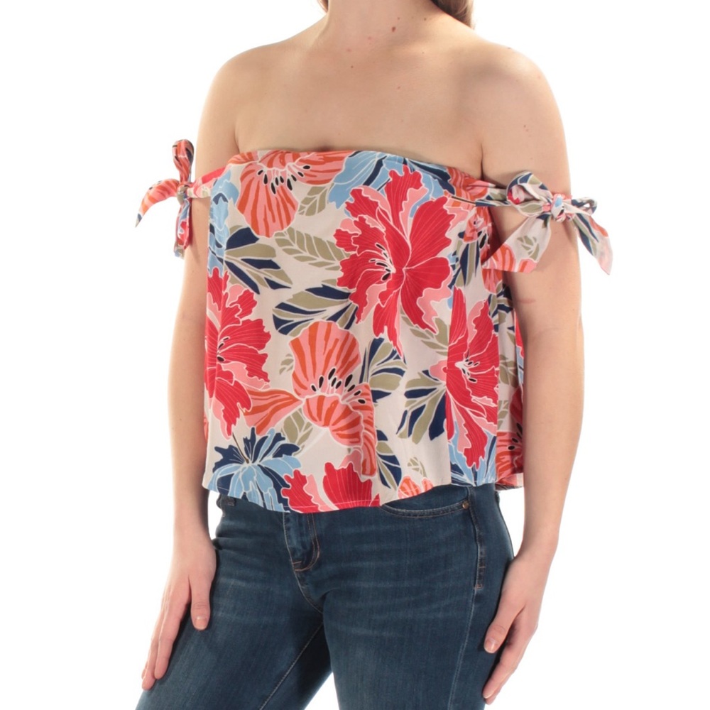 ASTR Floral Off the Shoulder Crop Top